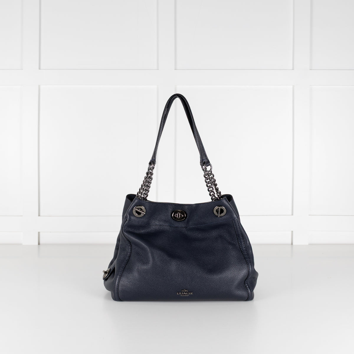 Coach Navy Edie Leather Tote Bag
