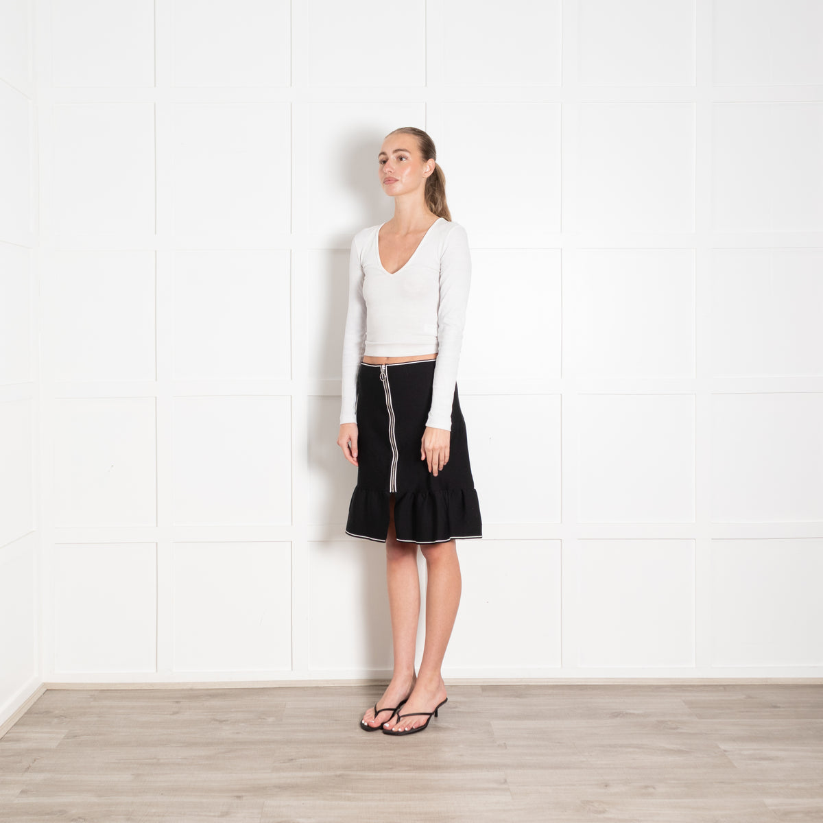 Sandro Black Fishtail Zip Front Skirt