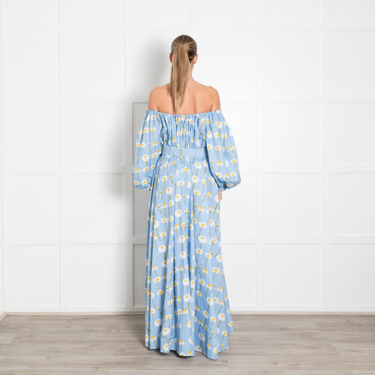Bernadette Blue Daisy Print Smock Maxi Dress