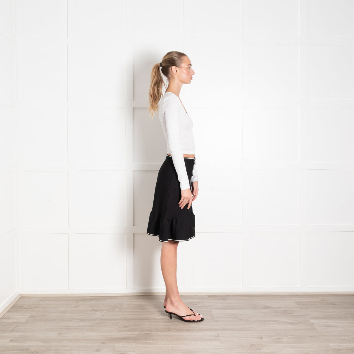 Sandro Black Fishtail Zip Front Skirt