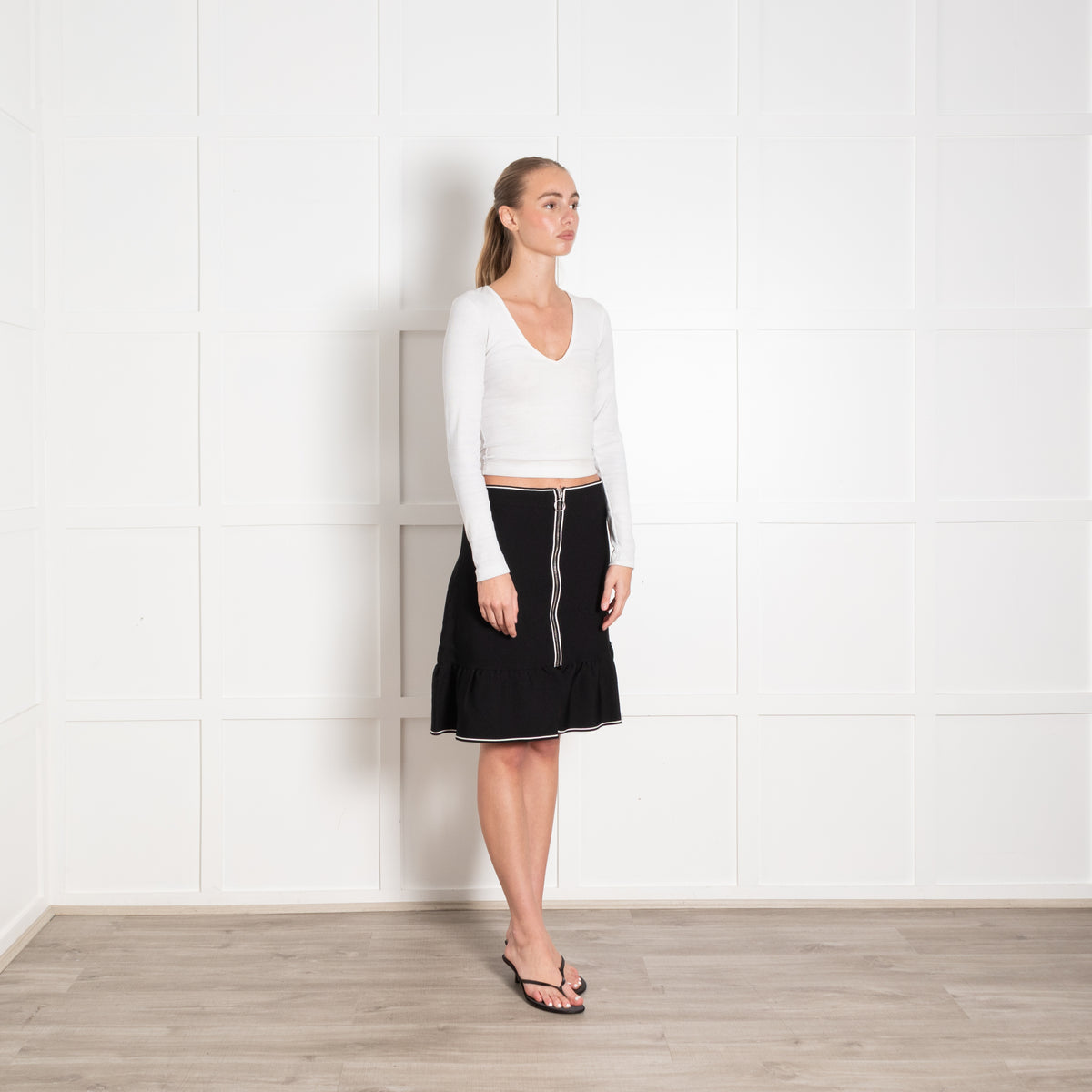 Sandro Black Fishtail Zip Front Skirt
