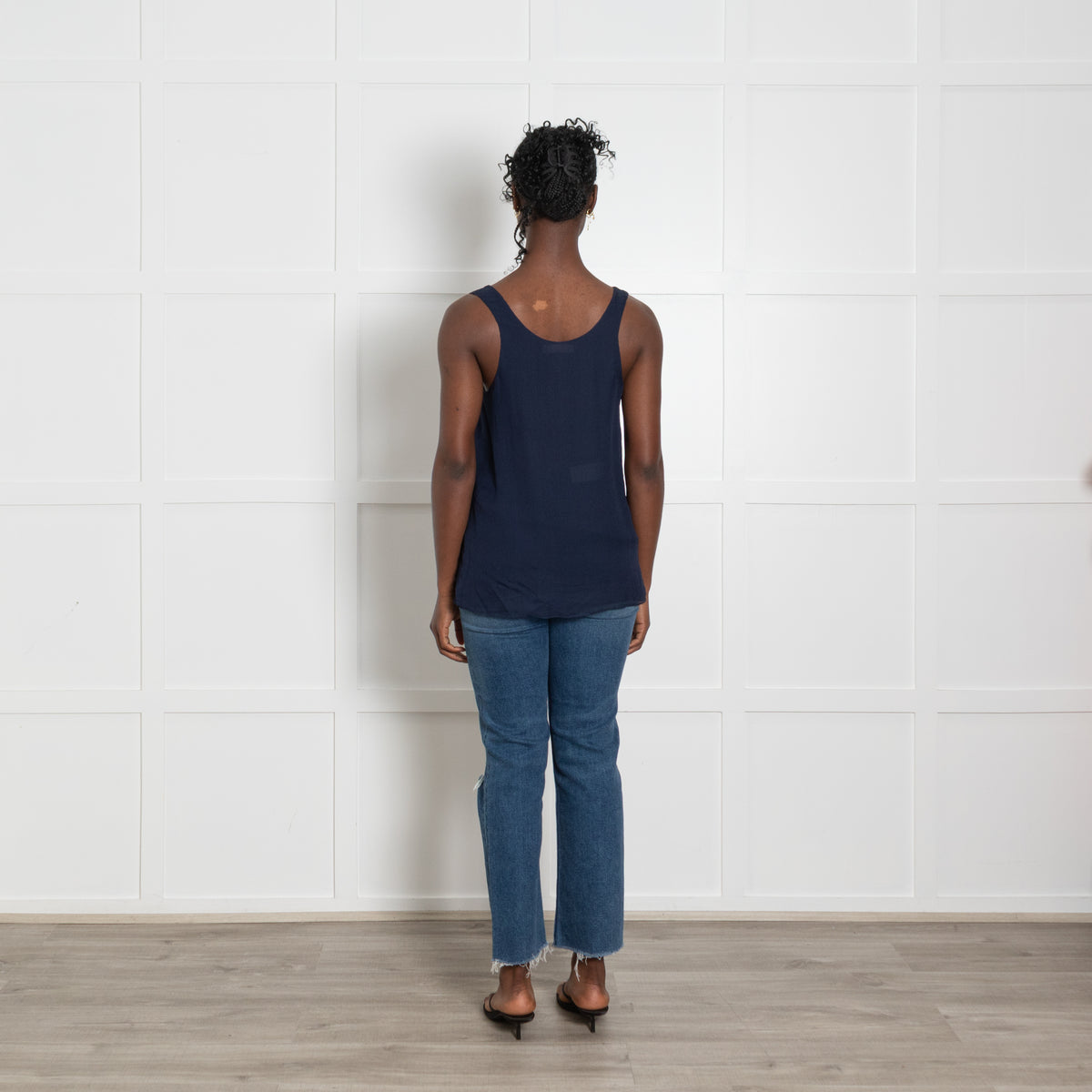 Chloe Navy Silk Chiffon Camisole Top