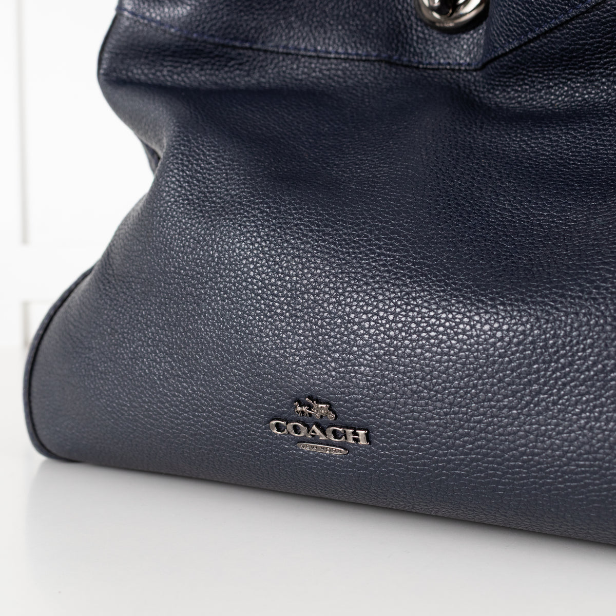 Coach Navy Edie Leather Tote Bag