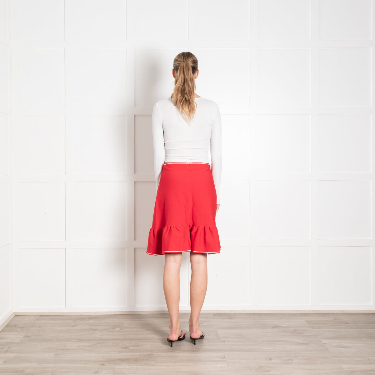Sandro Red Fishtail Zip Front Skirt