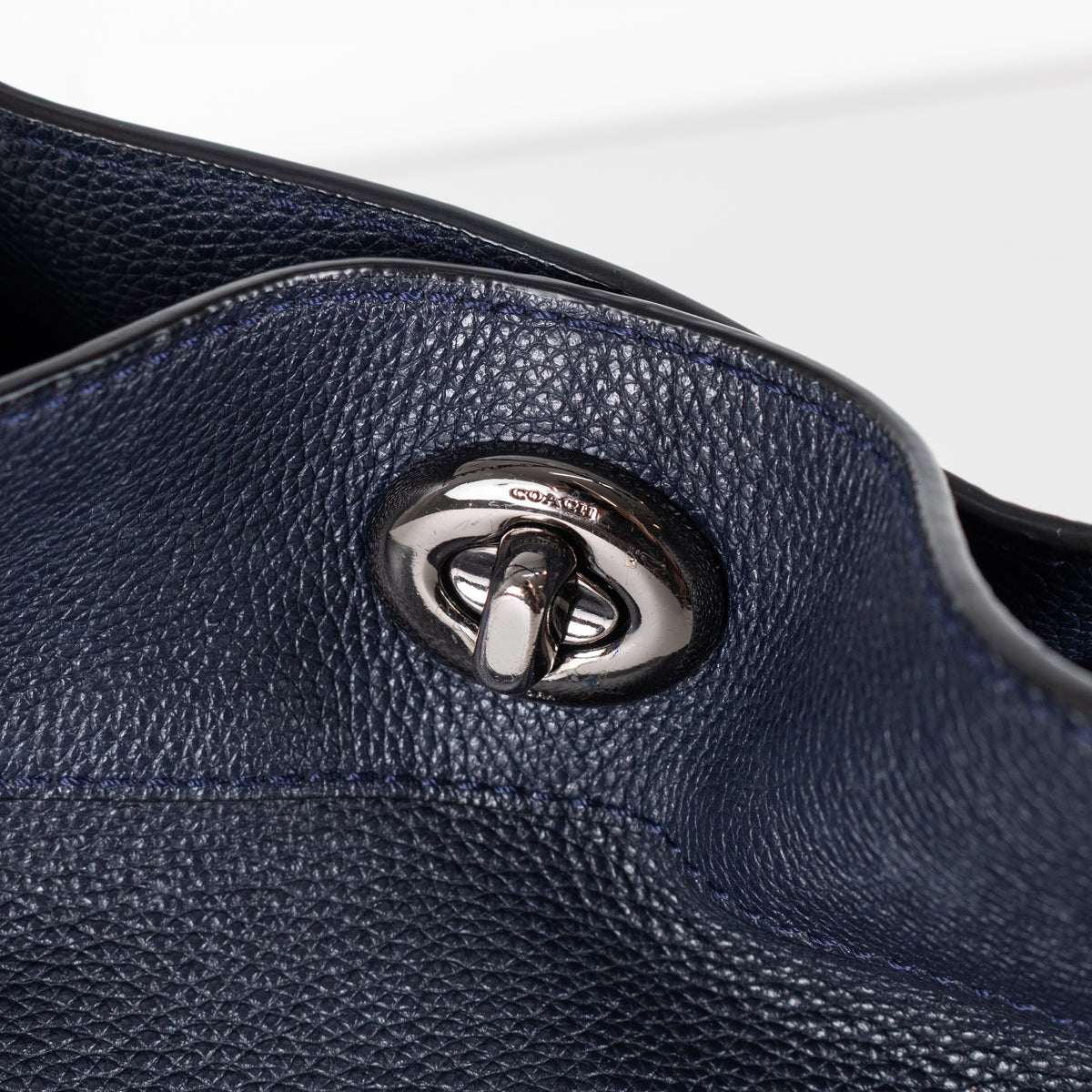 Coach Navy Edie Leather Tote Bag