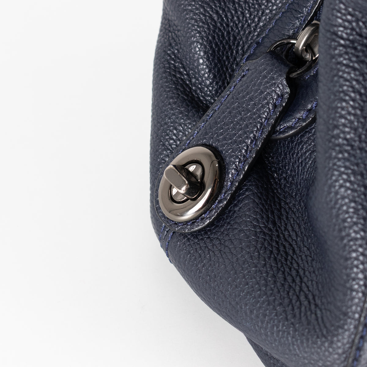Coach Navy Edie Leather Tote Bag