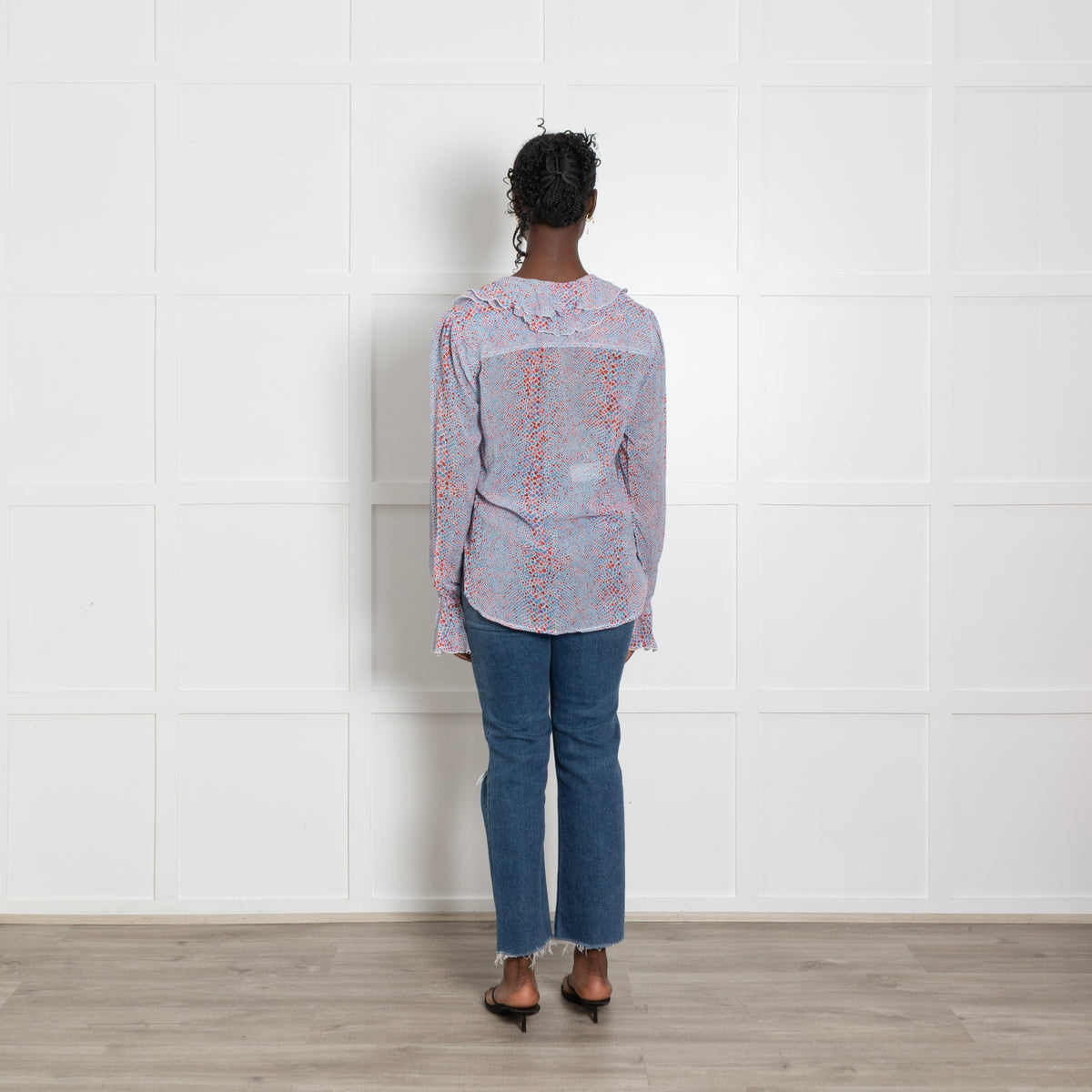 See By Chloe Heart Print Ruffle Front Blouse