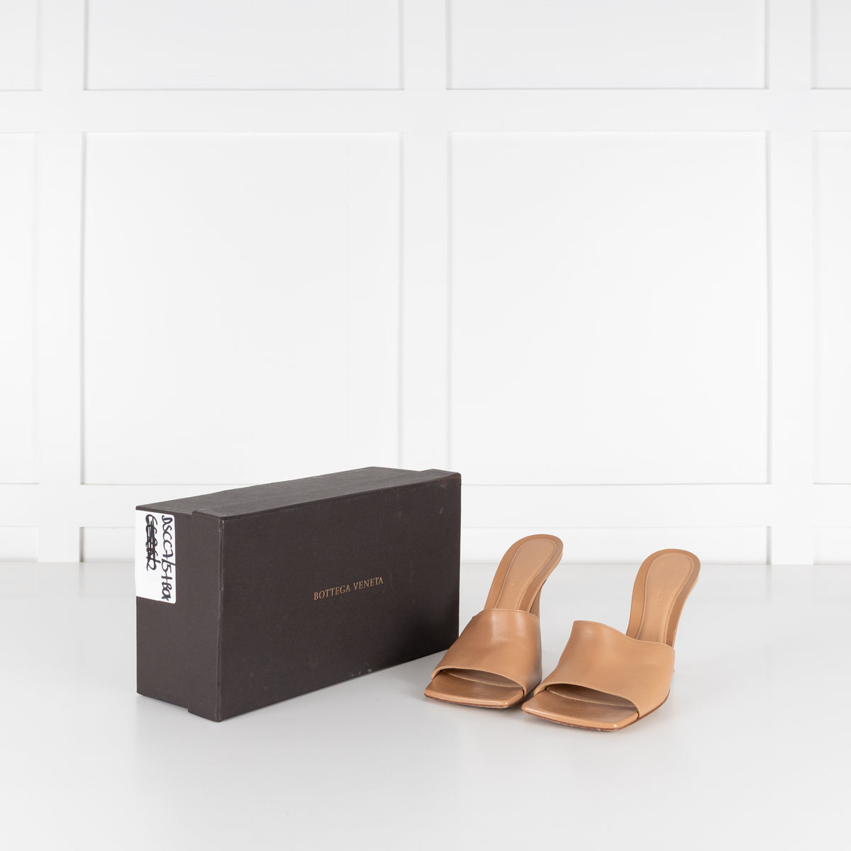 Bottega Veneta Tan Leather Heeled Square Mules