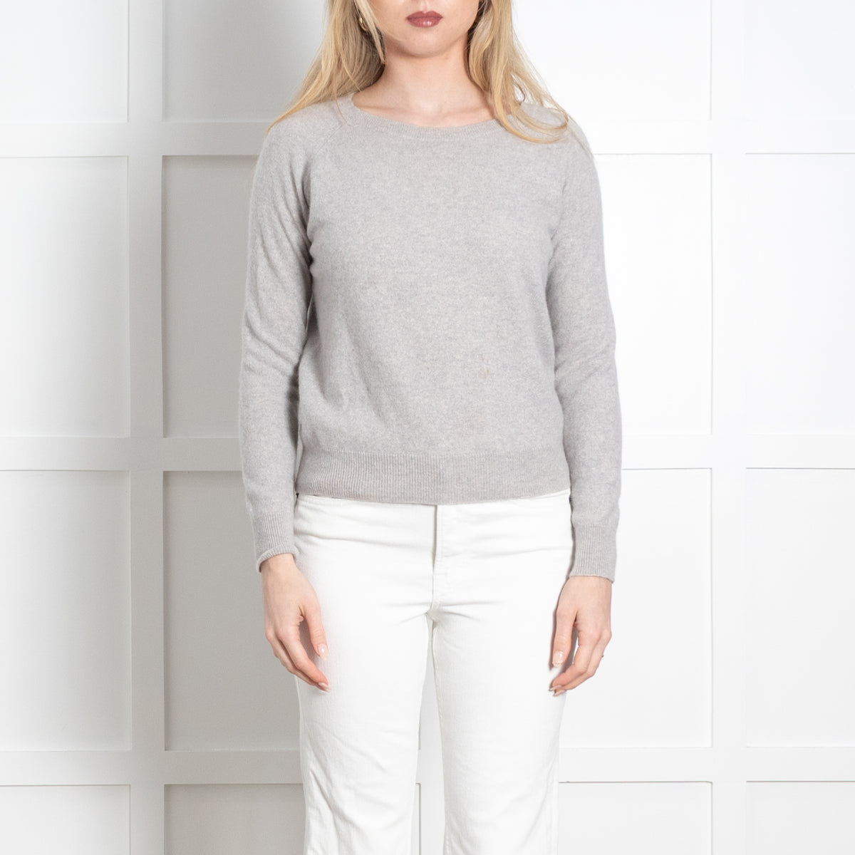 Skull Cashmere Grey Pink Skull Back Cashmere Sweater