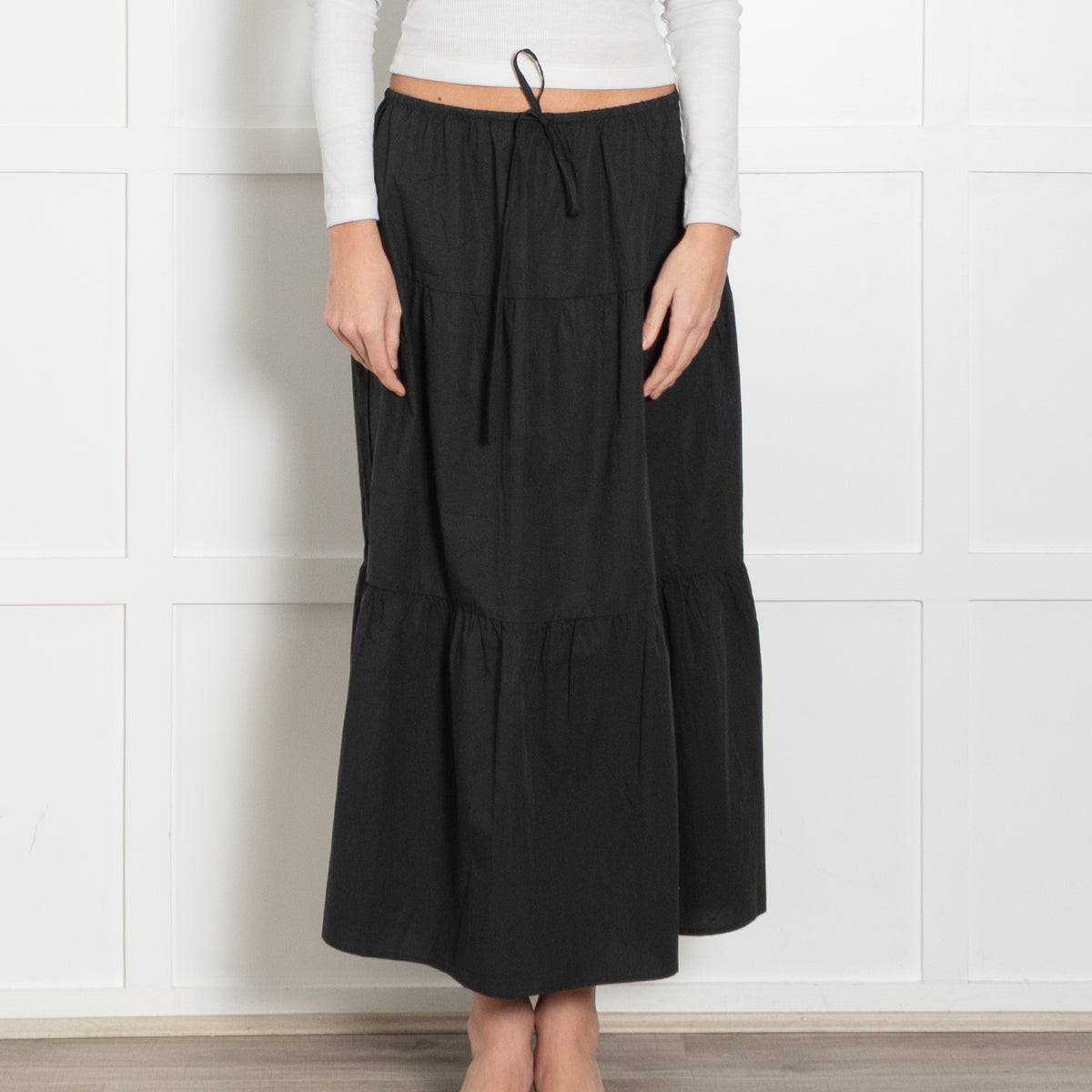 Rails Black Cotton Tiered Skirt