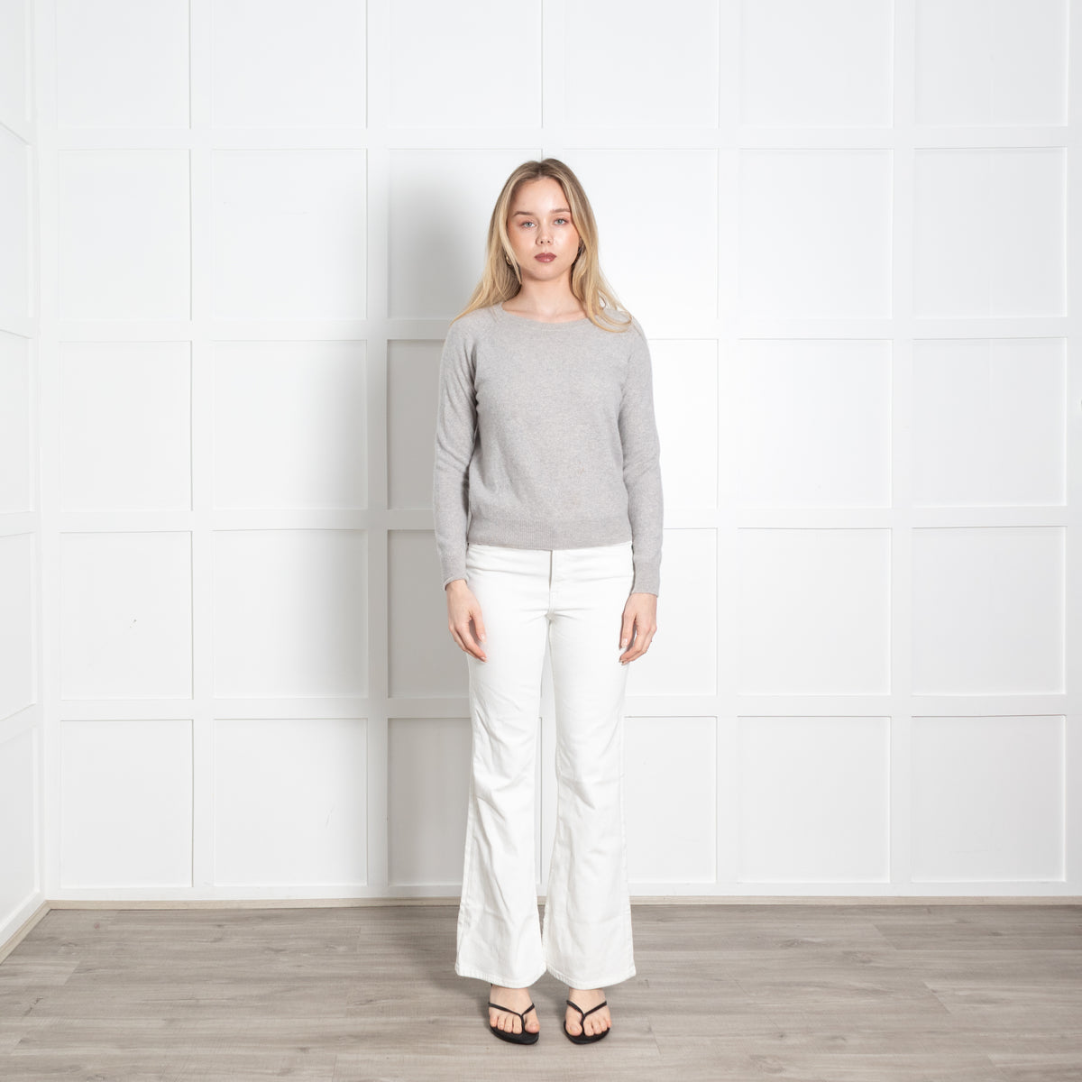 Skull Cashmere Grey Pink Skull Back Cashmere Sweater