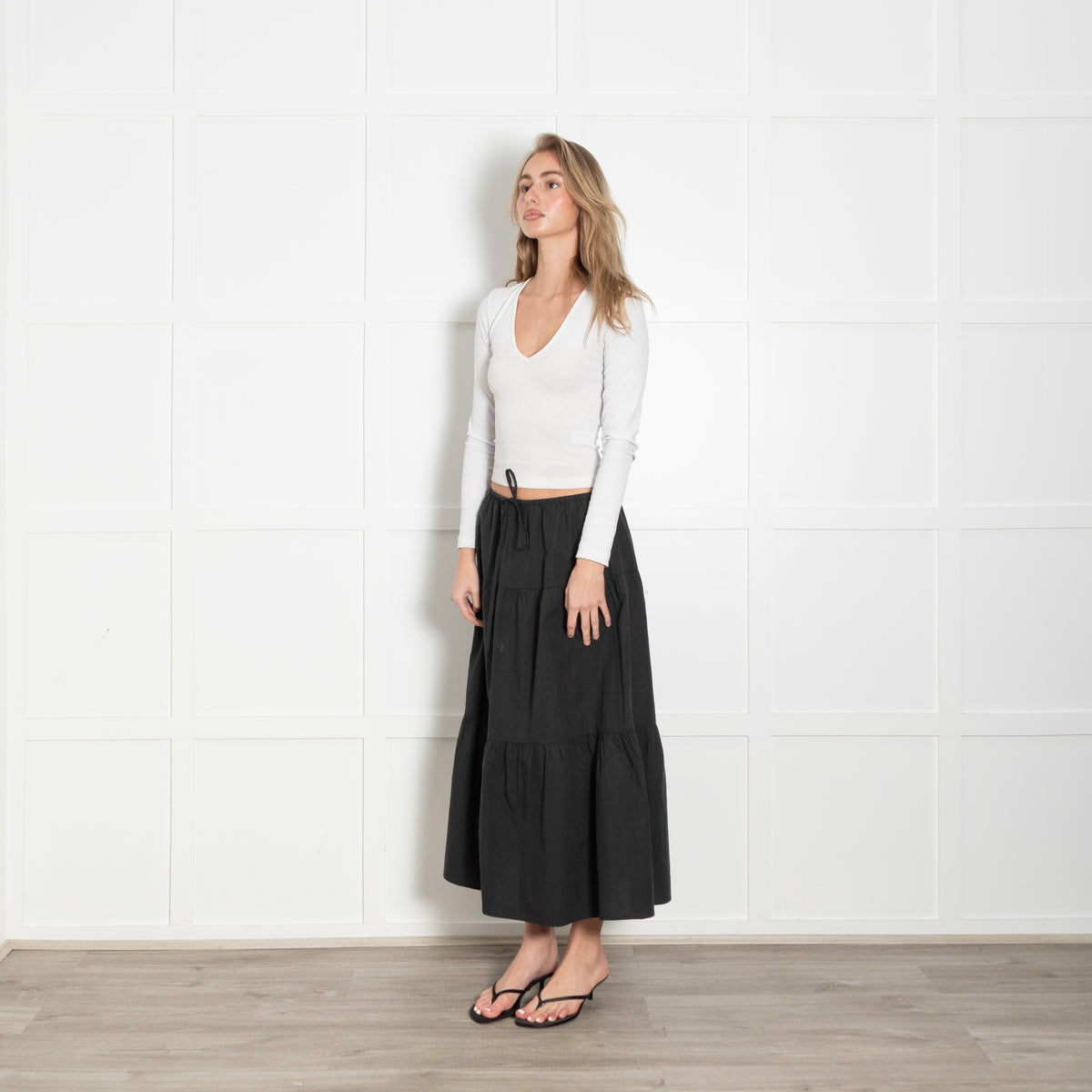 Rails Black Cotton Tiered Skirt