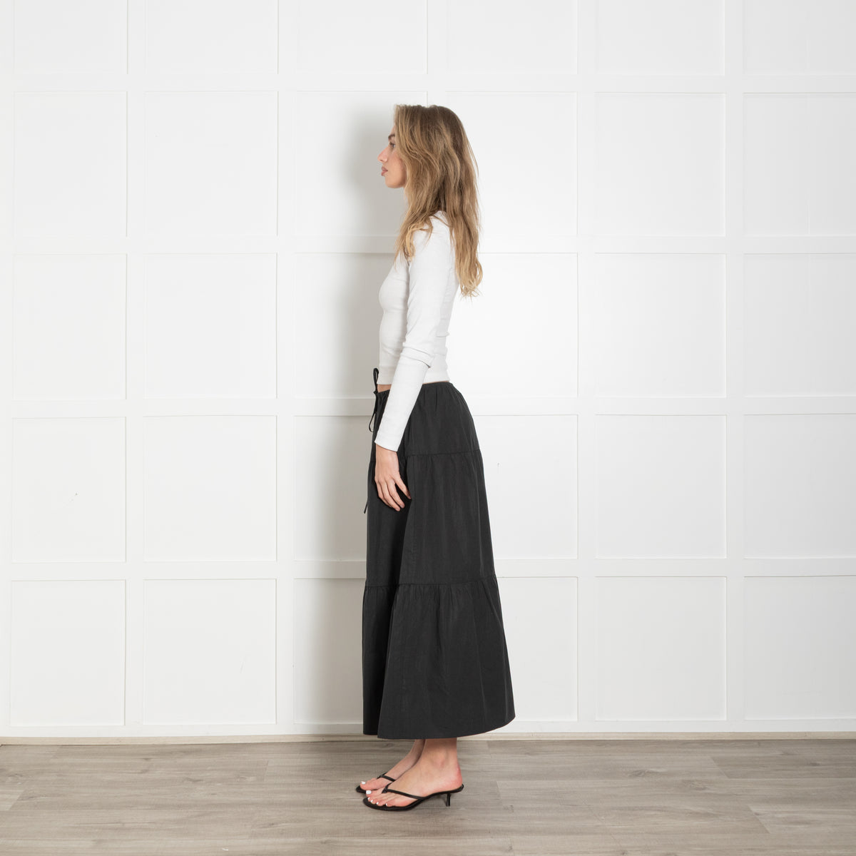 Rails Black Cotton Tiered Skirt