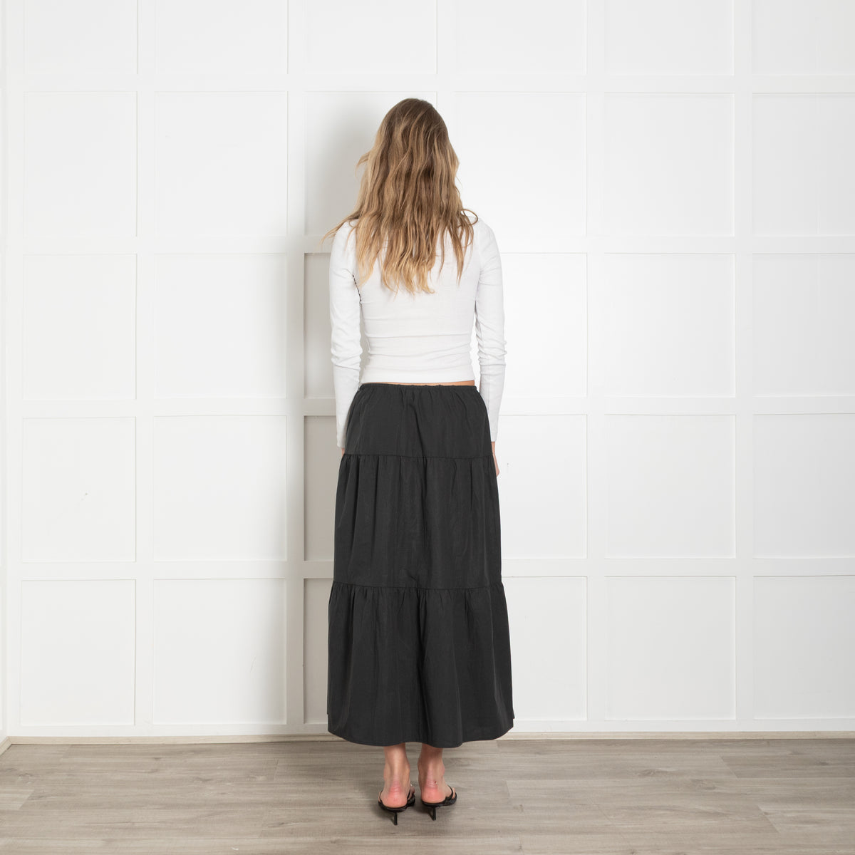 Rails Black Cotton Tiered Skirt