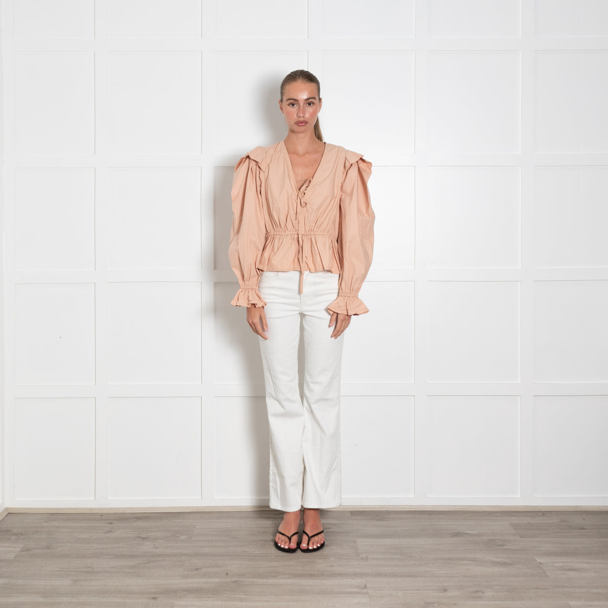 Ulla Johnson Blush Drawstring Long Sleeve Blouse