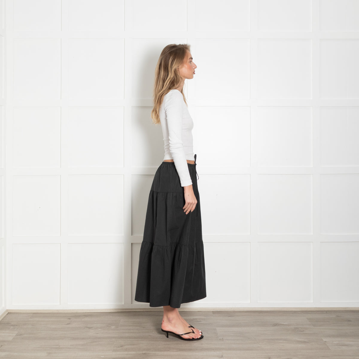 Rails Black Cotton Tiered Skirt