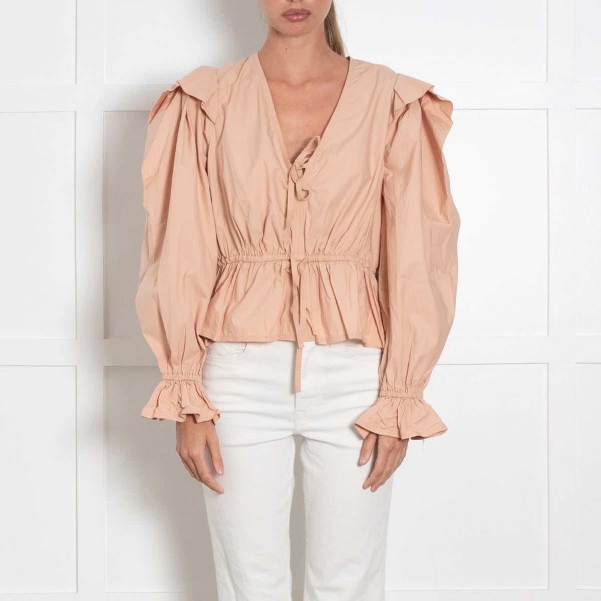Ulla Johnson Blush Drawstring Long Sleeve Blouse
