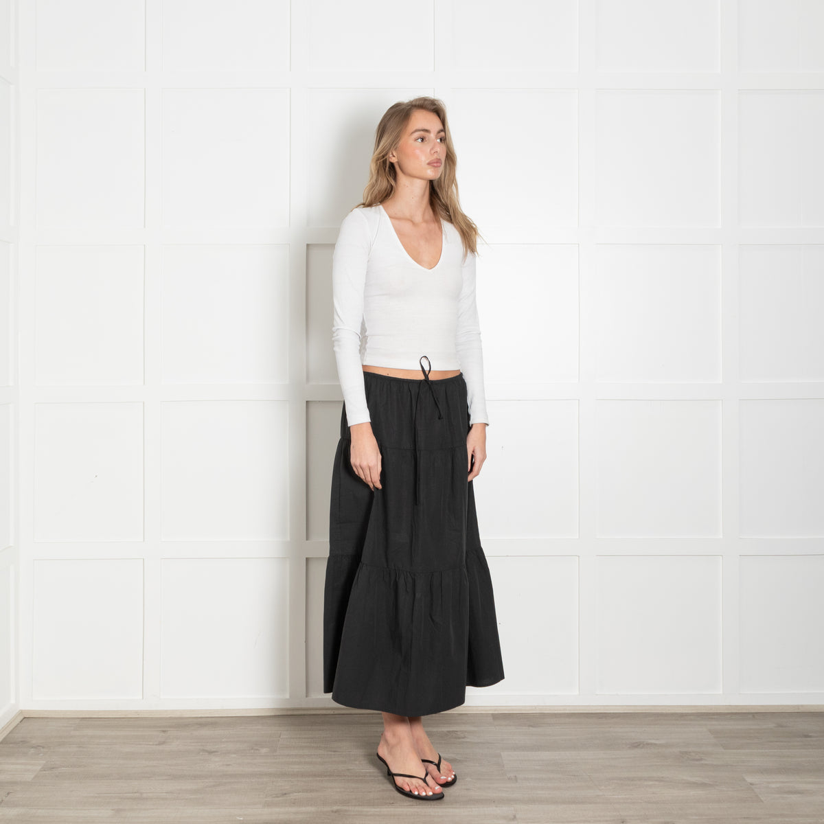 Rails Black Cotton Tiered Skirt