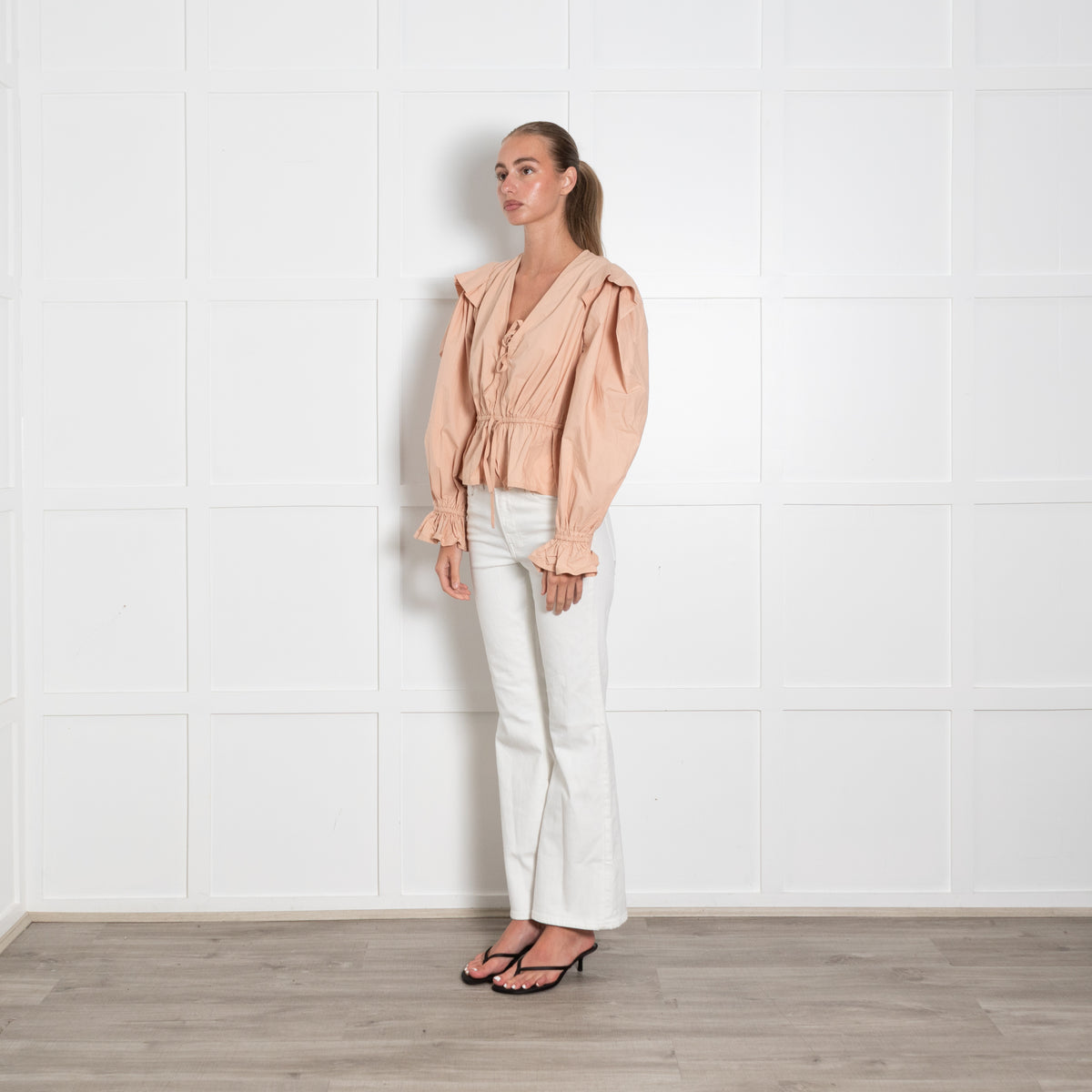 Ulla Johnson Blush Drawstring Long Sleeve Blouse