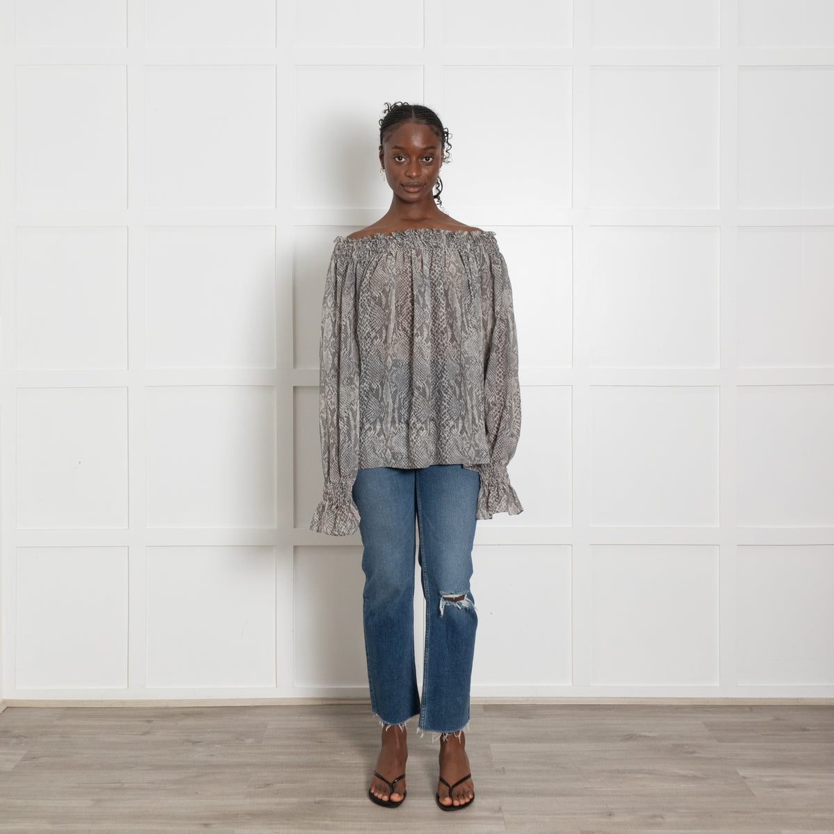 Norma Kamali Snake Print Flowy Top