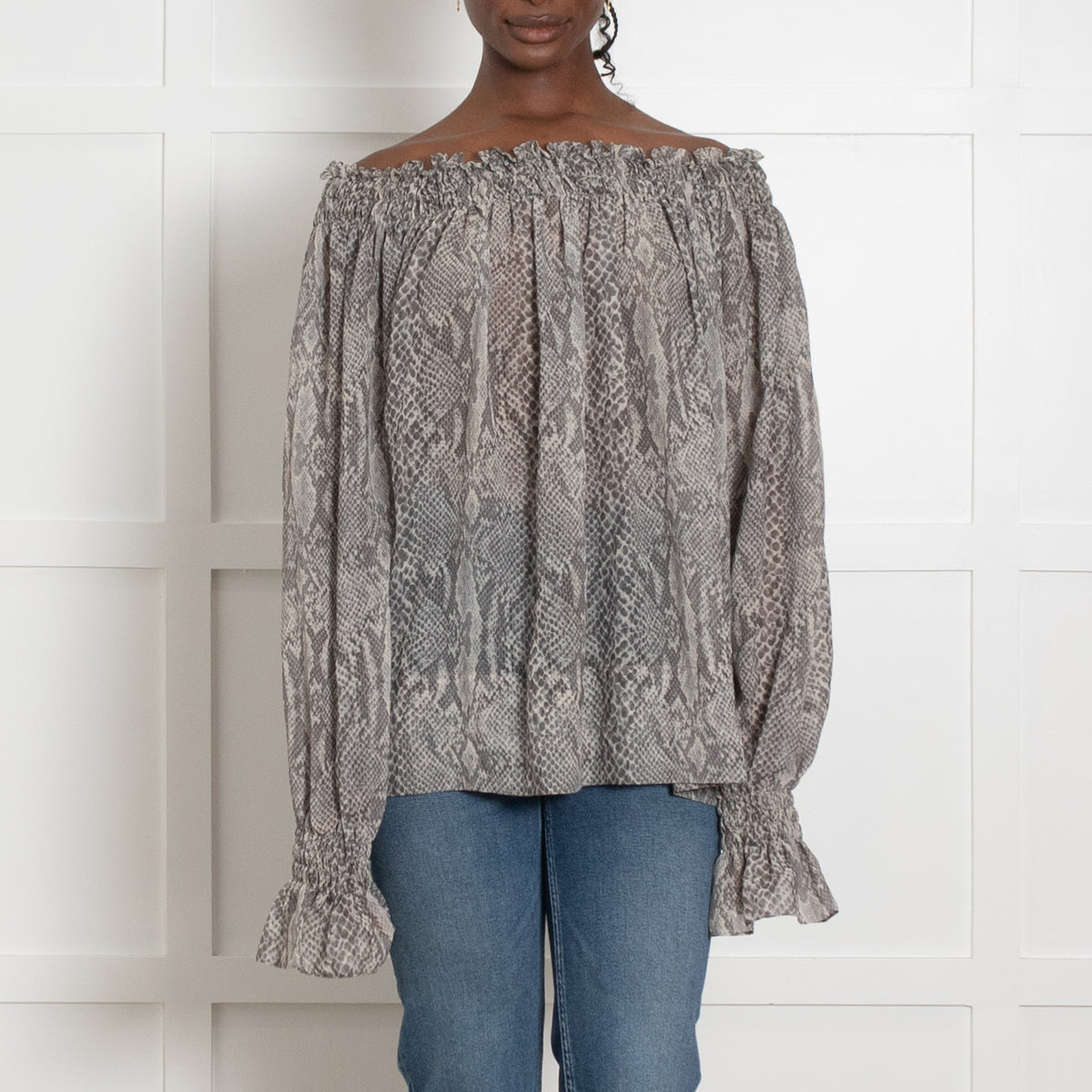 Norma Kamali Snake Print Flowy Top