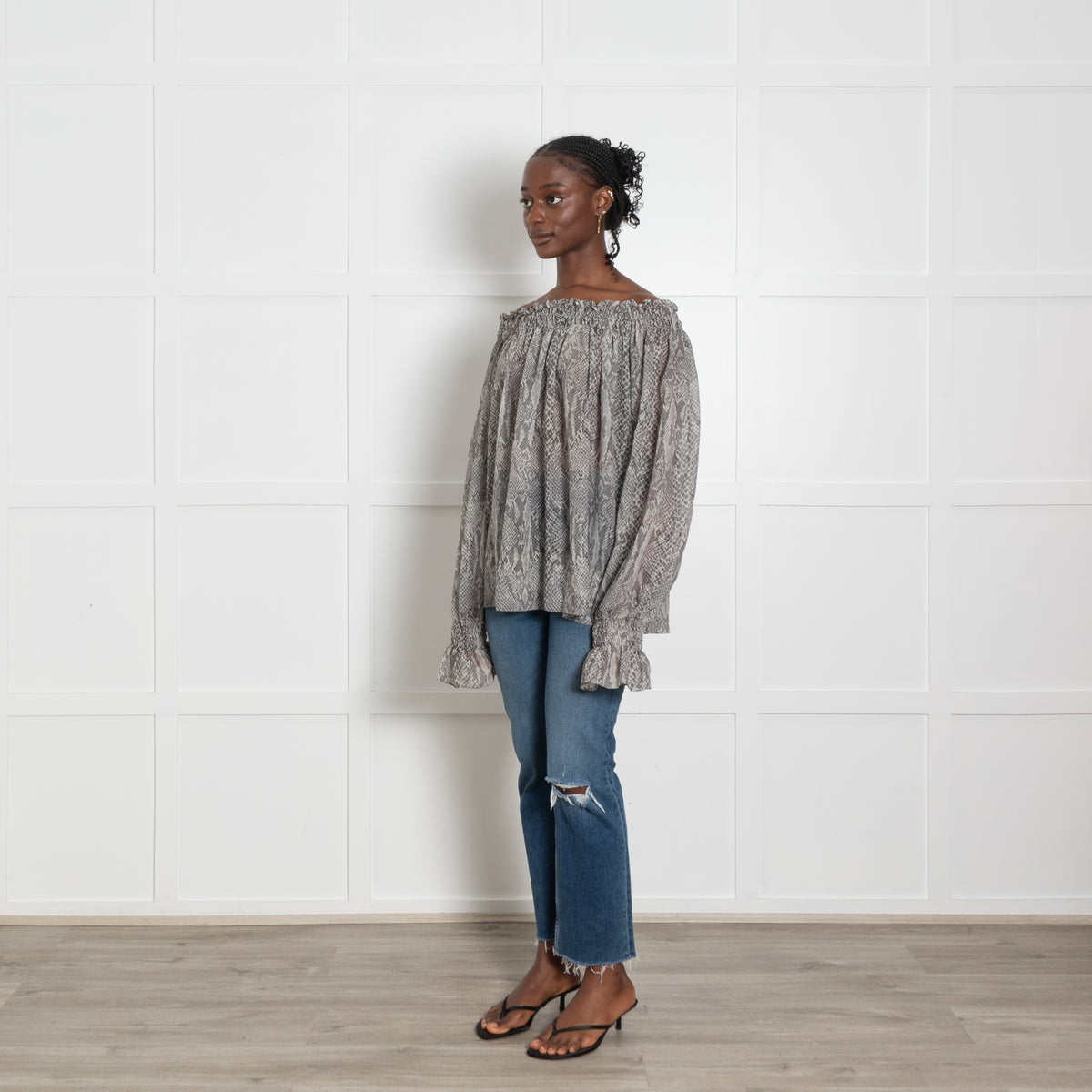 Norma Kamali Snake Print Flowy Top