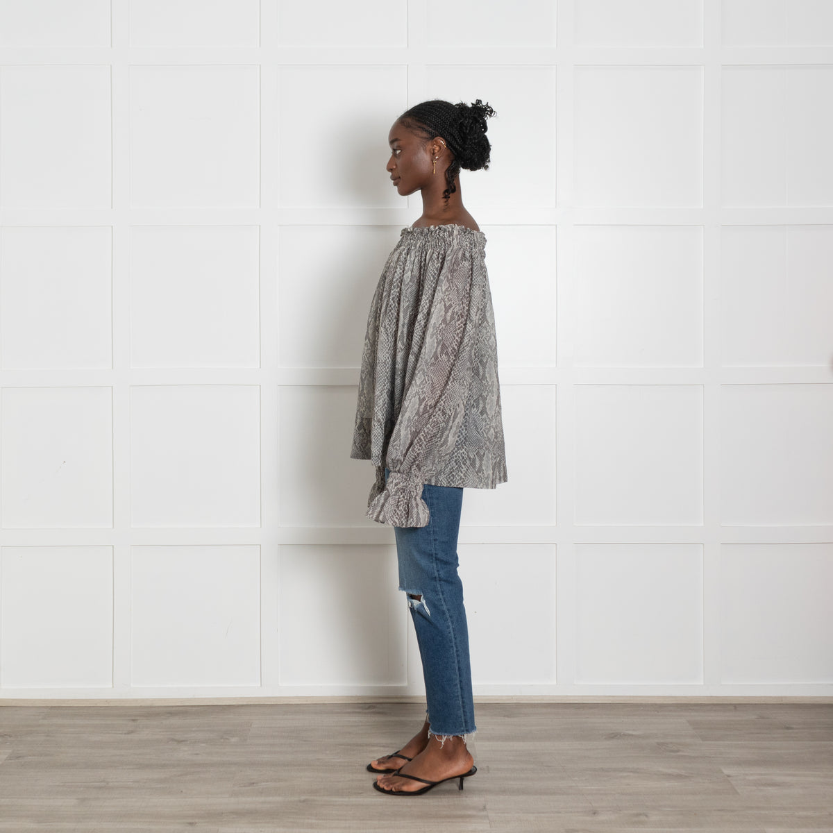 Norma Kamali Snake Print Flowy Top