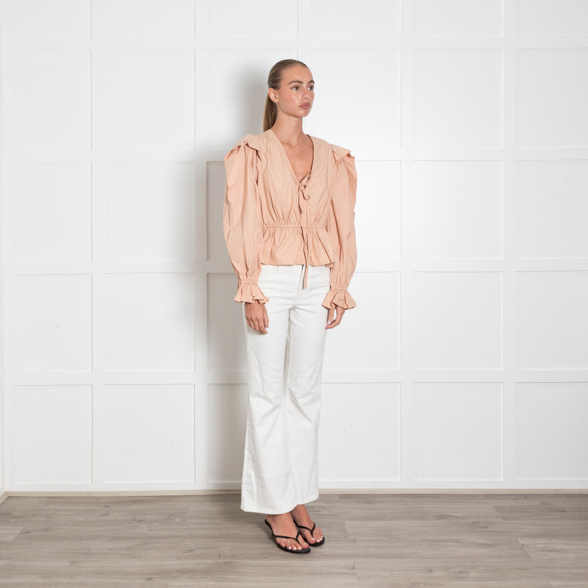 Ulla Johnson Blush Drawstring Long Sleeve Blouse