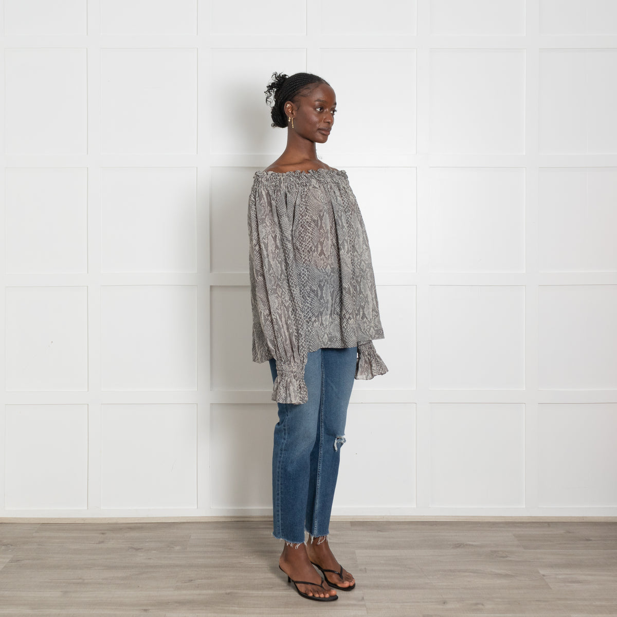 Norma Kamali Snake Print Flowy Top