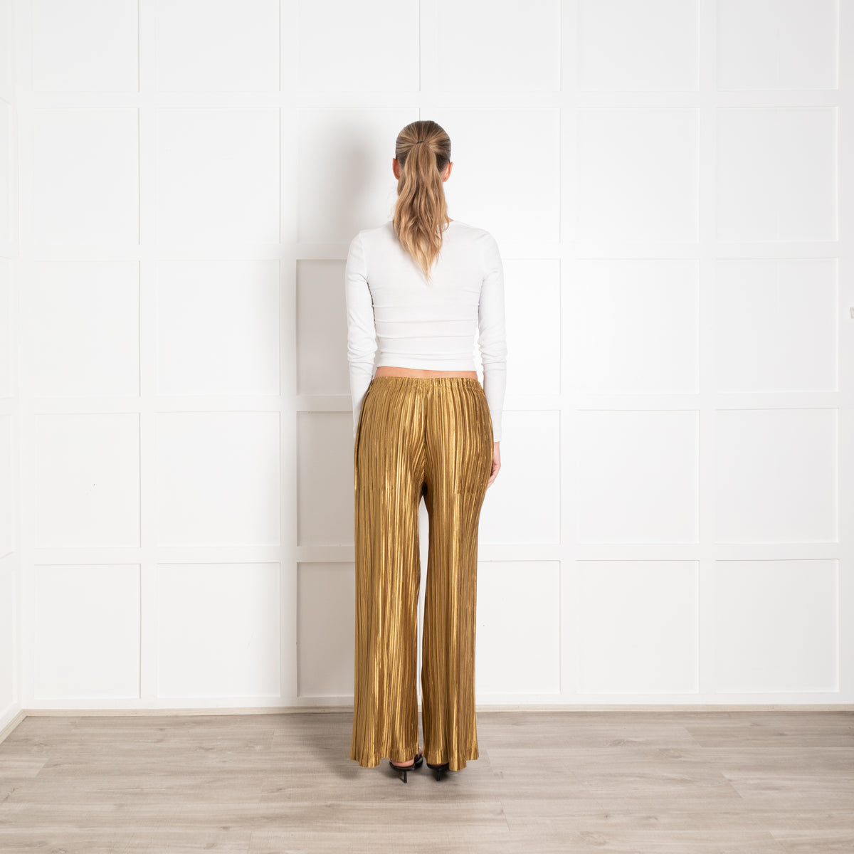Pleats Please Gold Pleated Trousers
