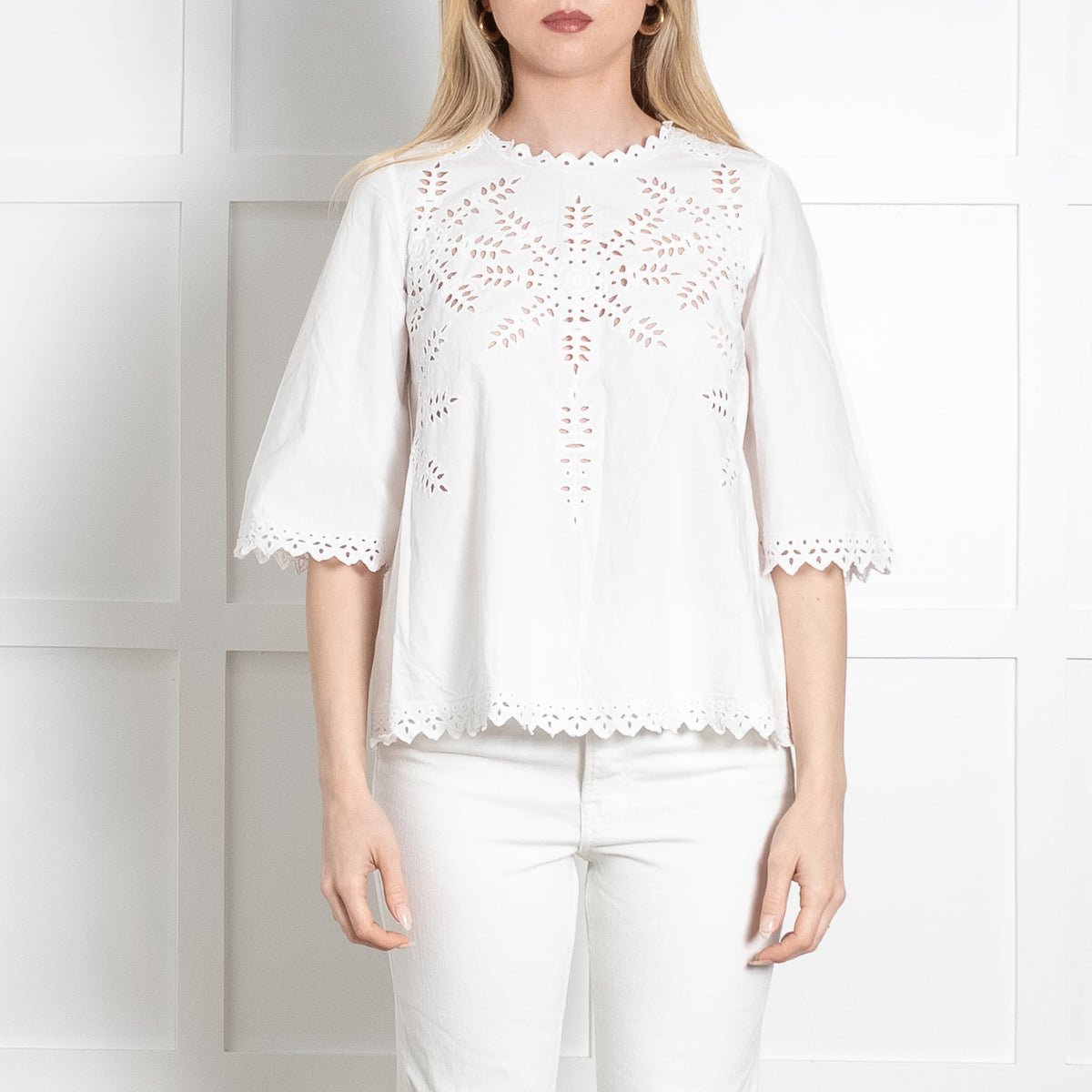 Isabel Marant Etoile White Cotton Embroidered Top