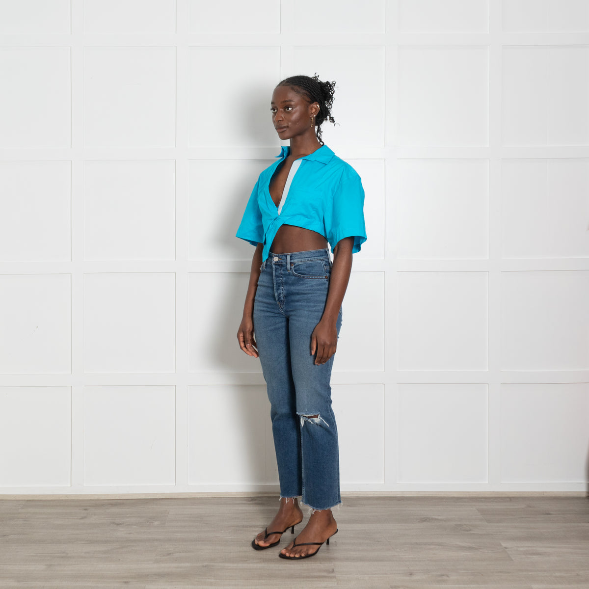 Jacquemus Le Spash Royal Blue Cropped Shirt