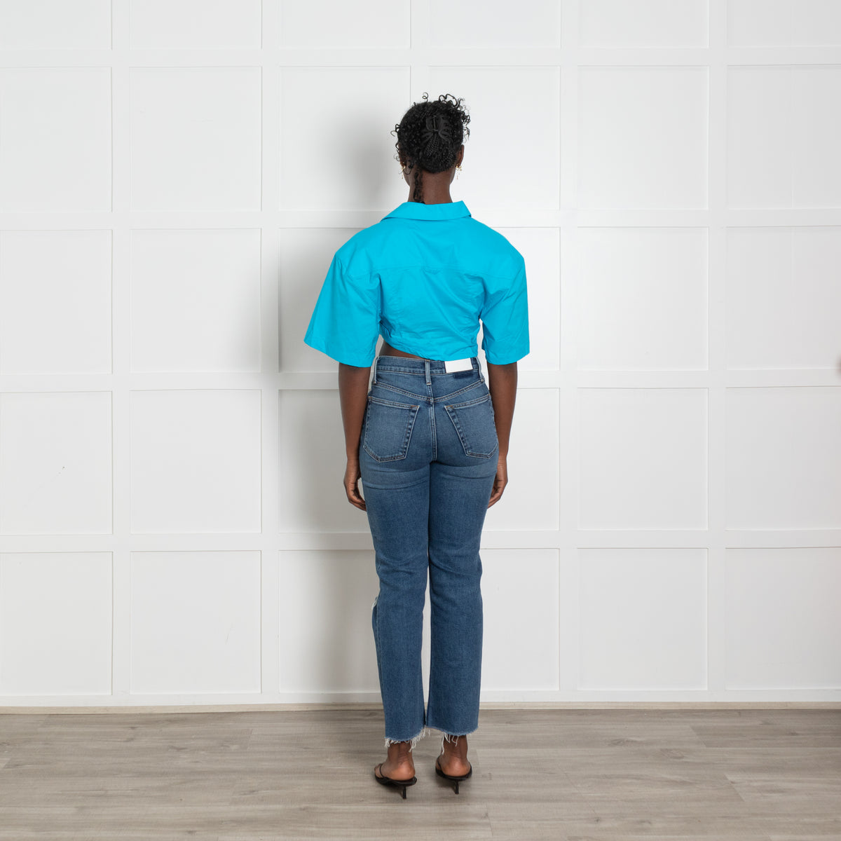 Jacquemus Le Spash Royal Blue Cropped Shirt