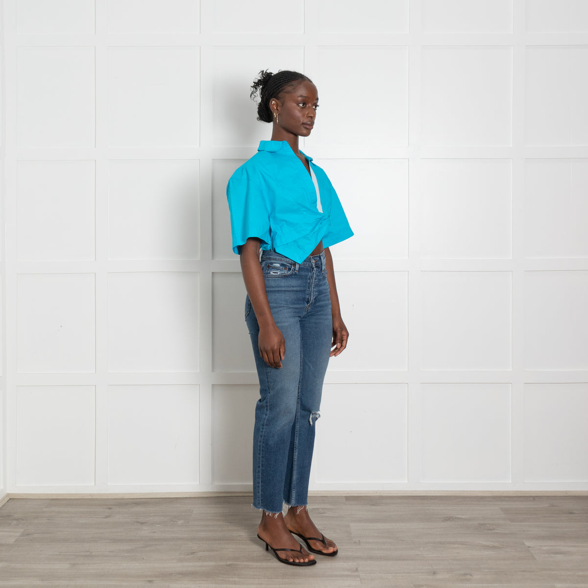 Jacquemus Le Spash Royal Blue Cropped Shirt