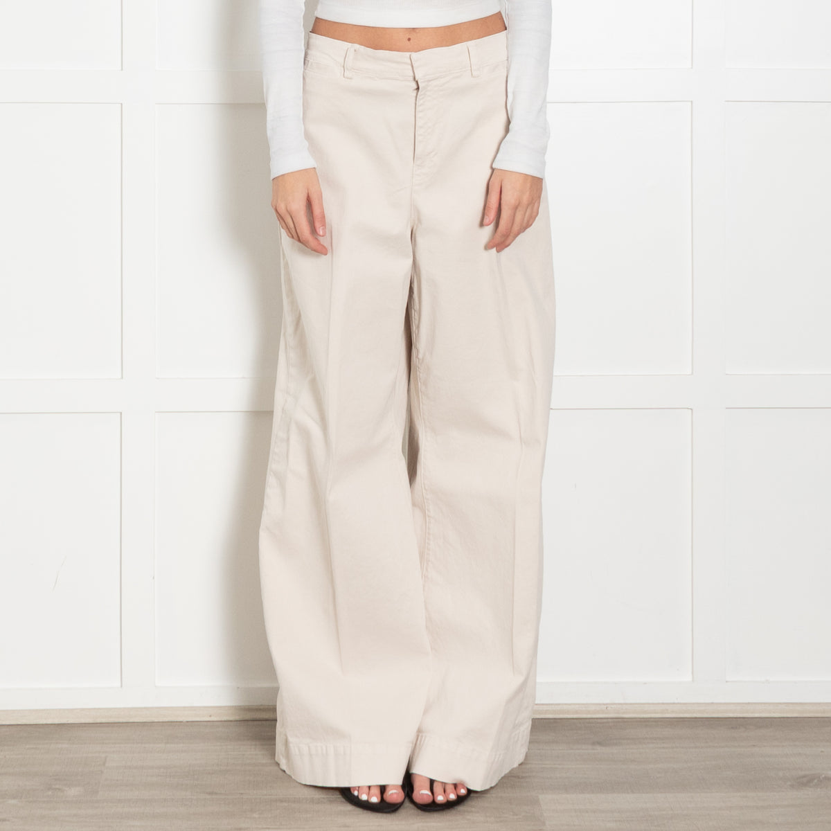 Frame Beige Wide Leg Chino Style Trouser