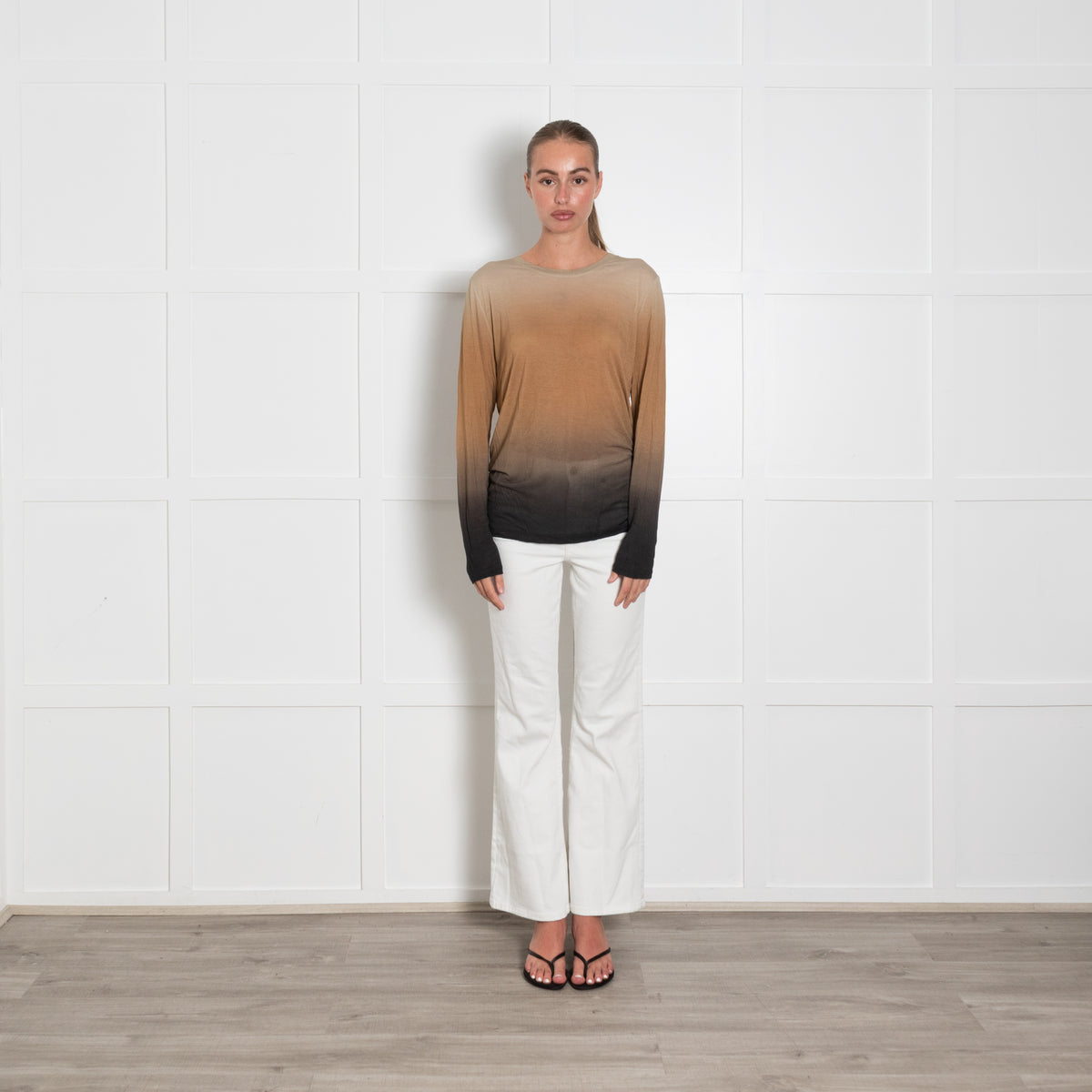 Vince Brown Ombre Long Sleeve T Shirt