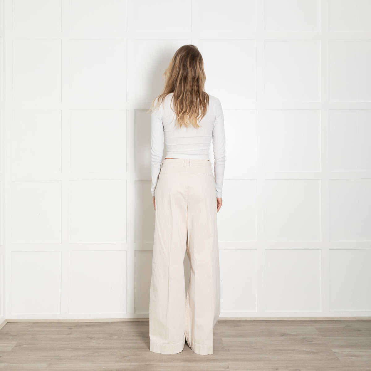 Frame Beige Wide Leg Chino Style Trouser