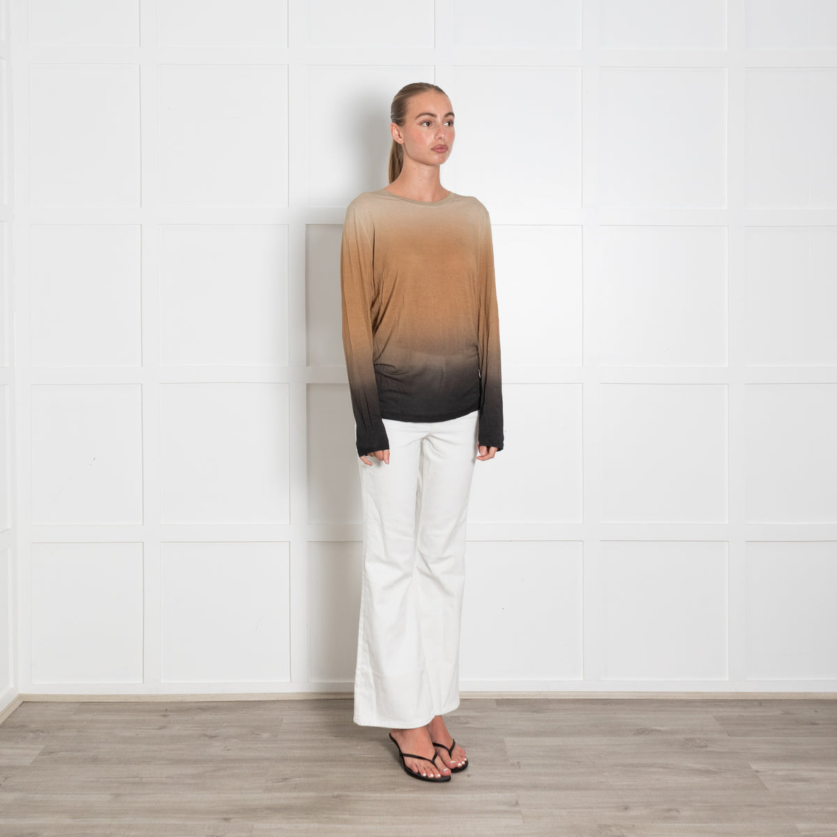 Vince Brown Ombre Long Sleeve T Shirt