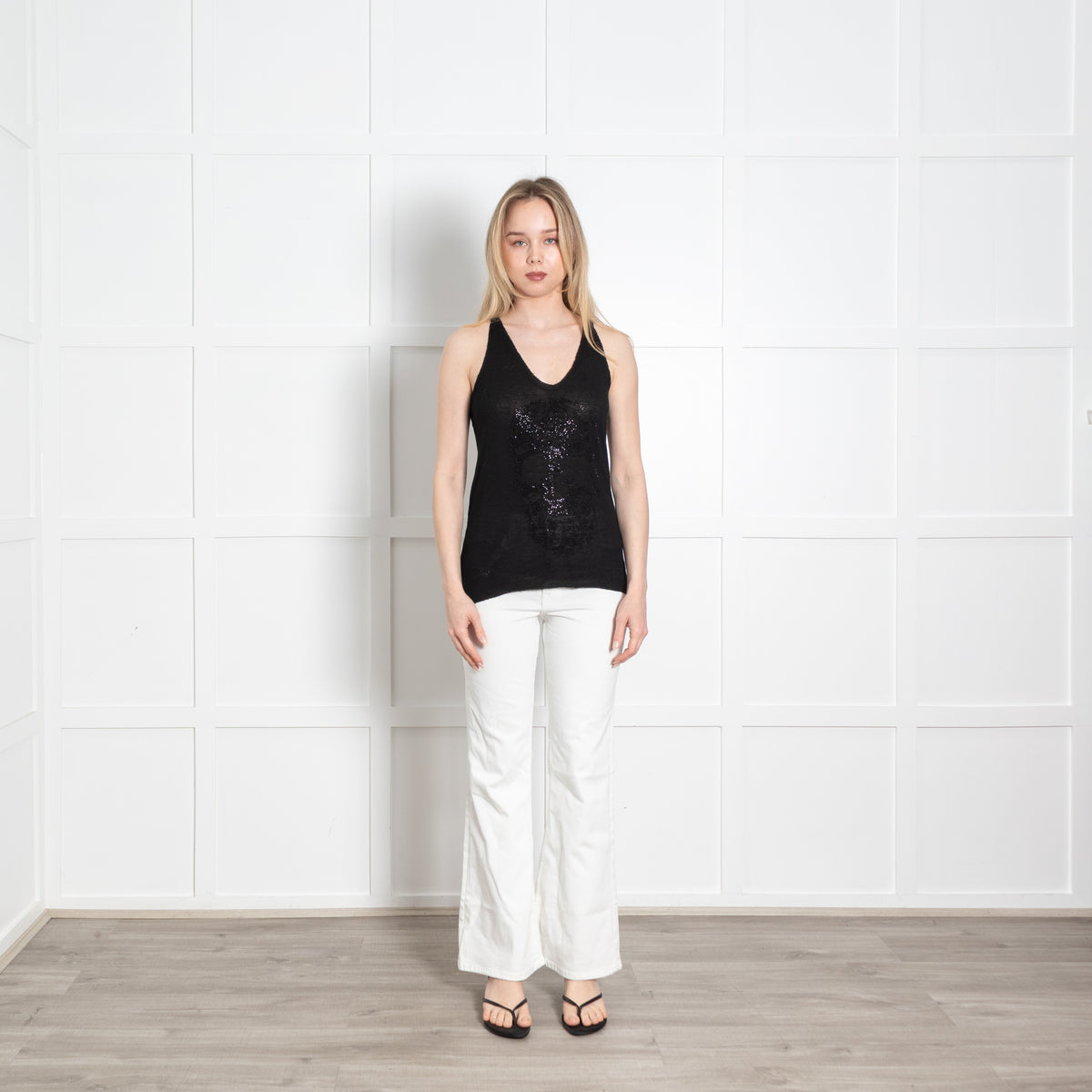 Zadig & Voltaire Black Skull Embellished Sleeveless Vest