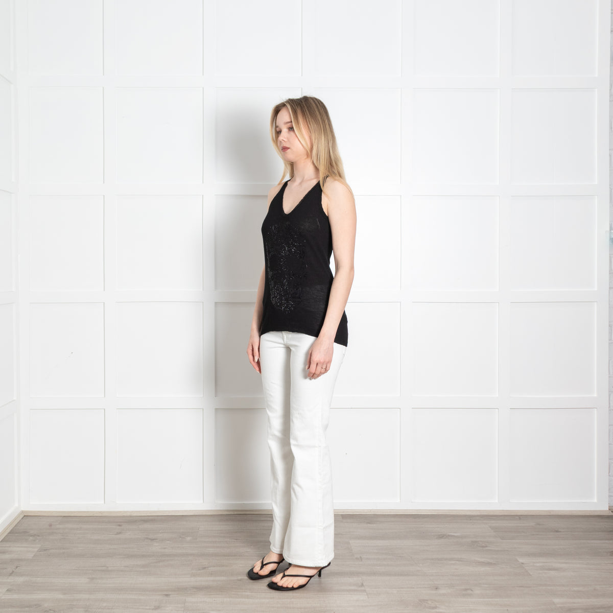 Zadig & Voltaire Black Skull Embellished Sleeveless Vest