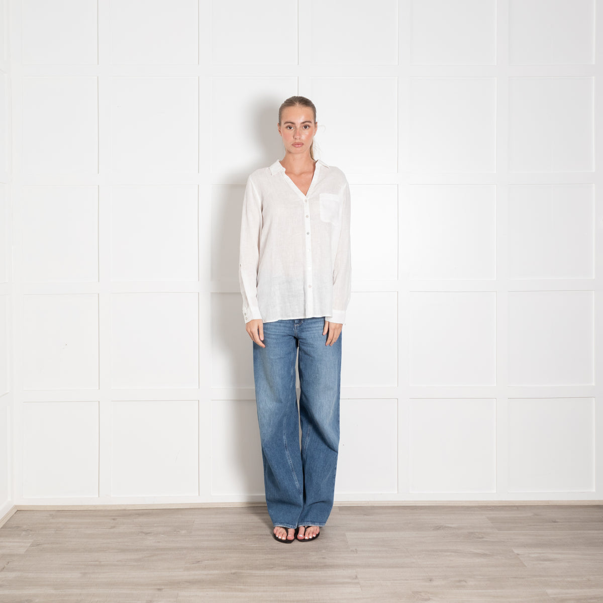 Sigrid Olsen White Linen Button Up Shirt