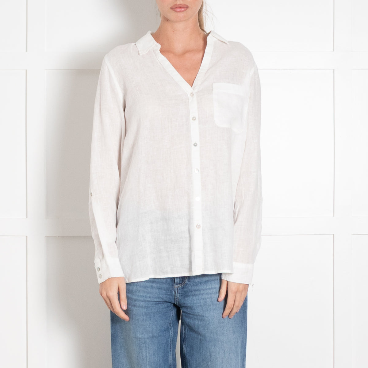 Sigrid Olsen White Linen Button Up Shirt