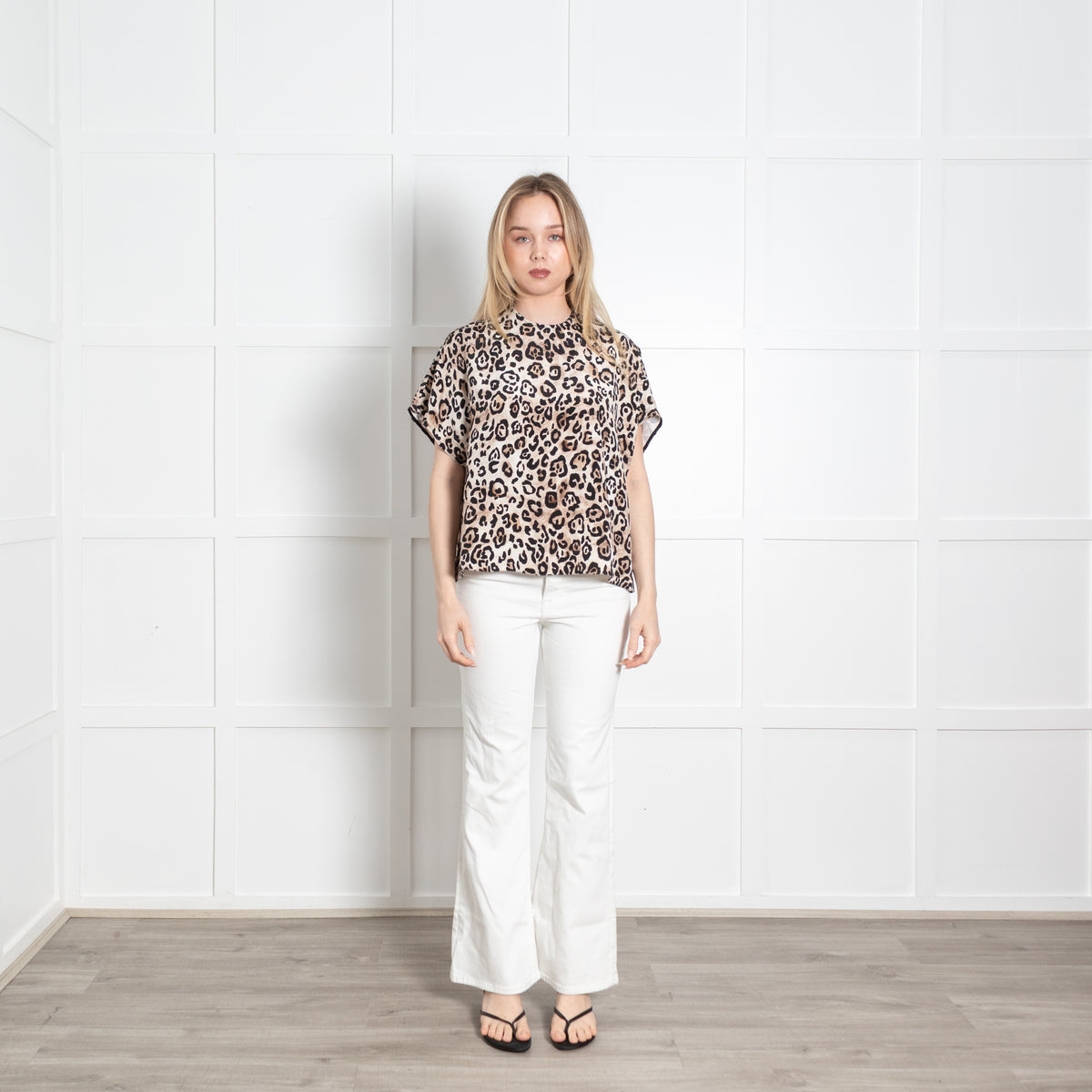 Raey Cream Black Animal Print Sleeveless Top