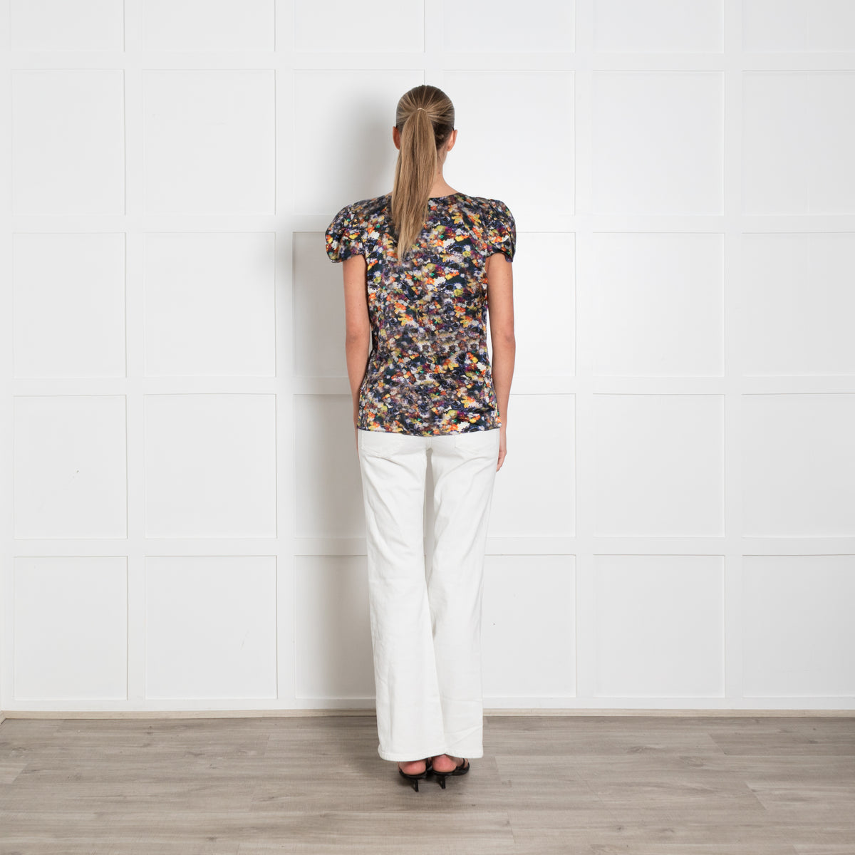 Erdem Dark Floral Cap Sleeve Silk Top