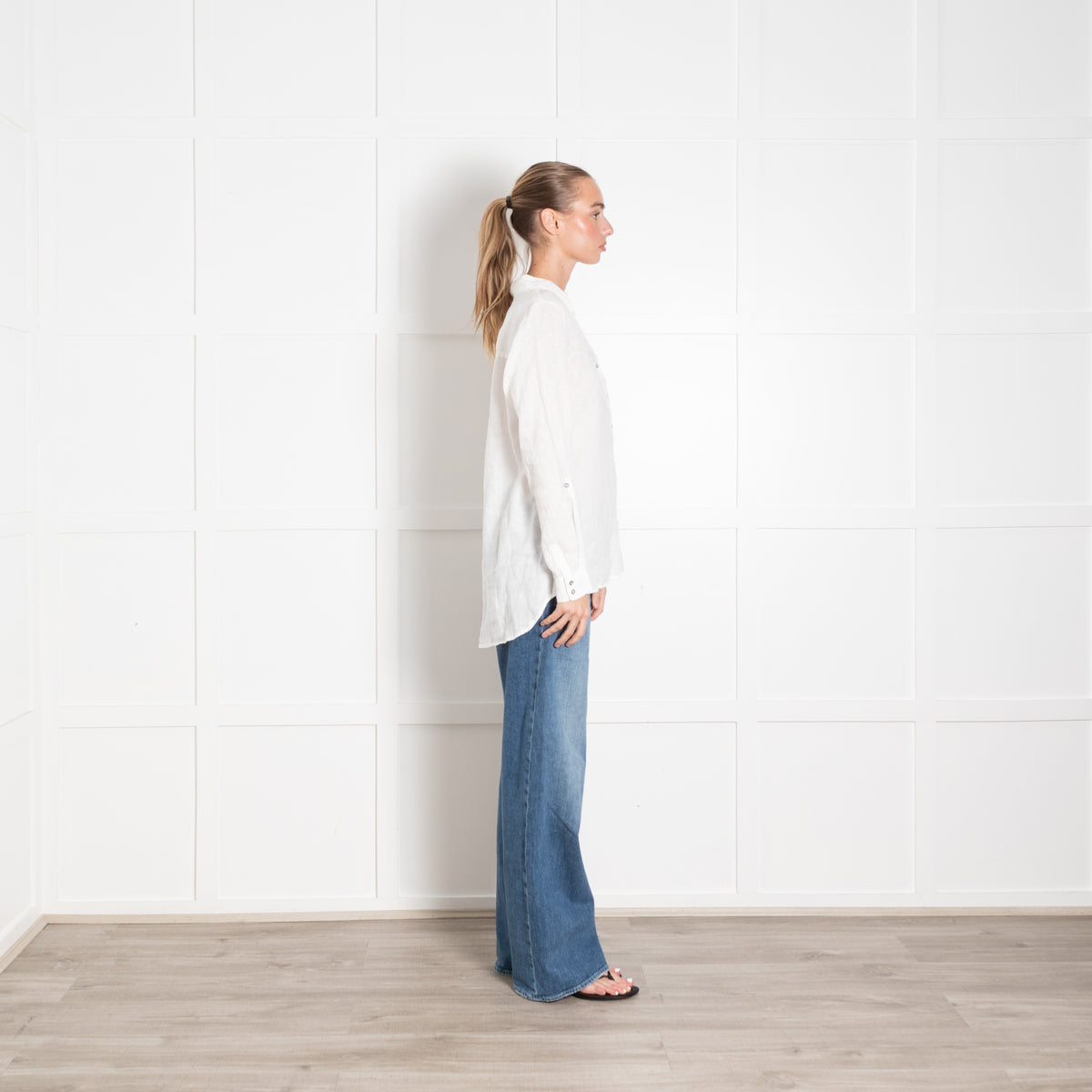 Sigrid Olsen White Linen Button Up Shirt