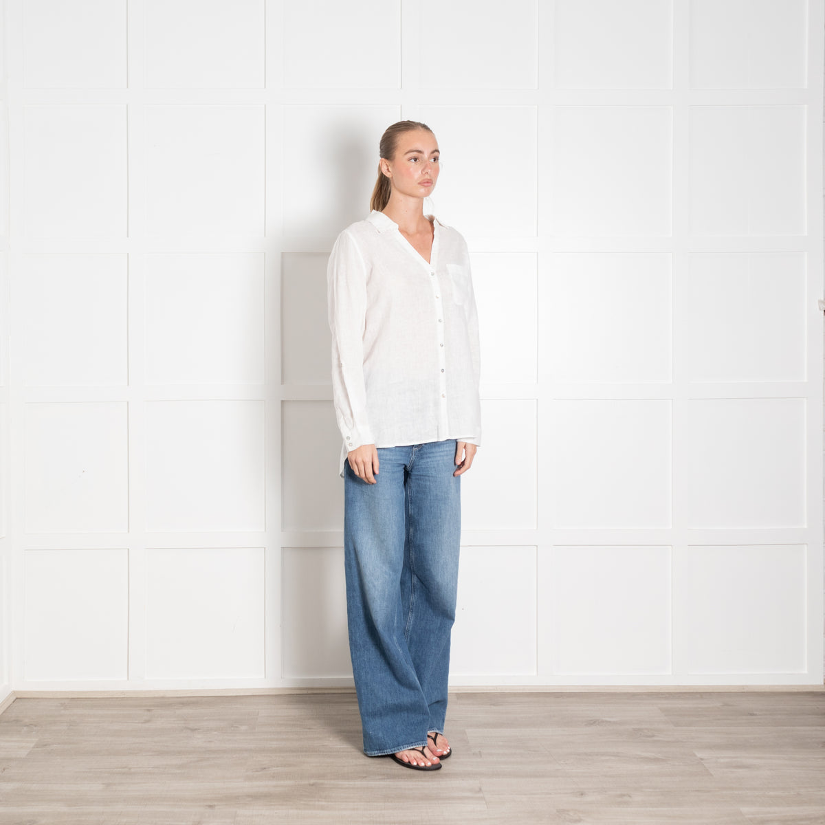 Sigrid Olsen White Linen Button Up Shirt