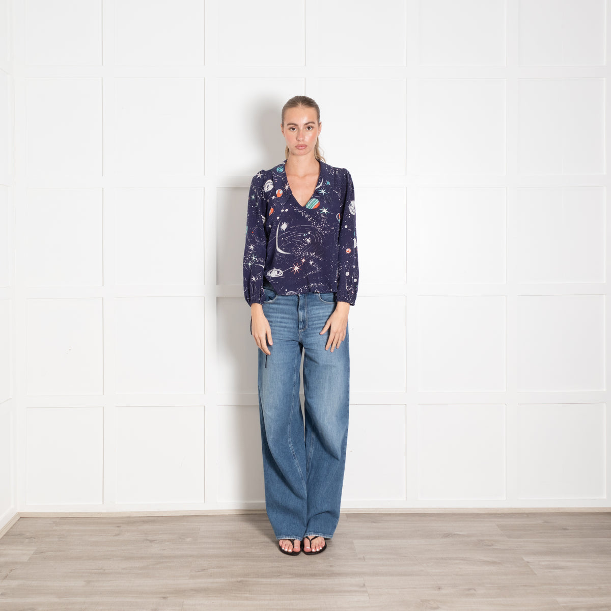 Rixo Silk Galaxy Print Blouse