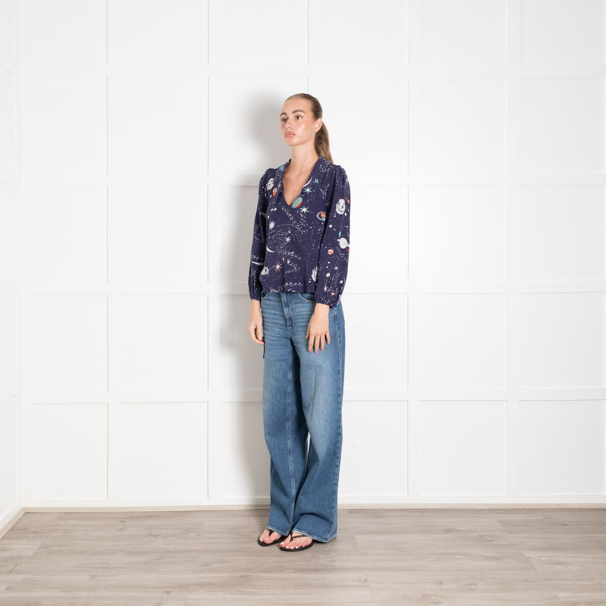 Rixo Silk Galaxy Print Blouse