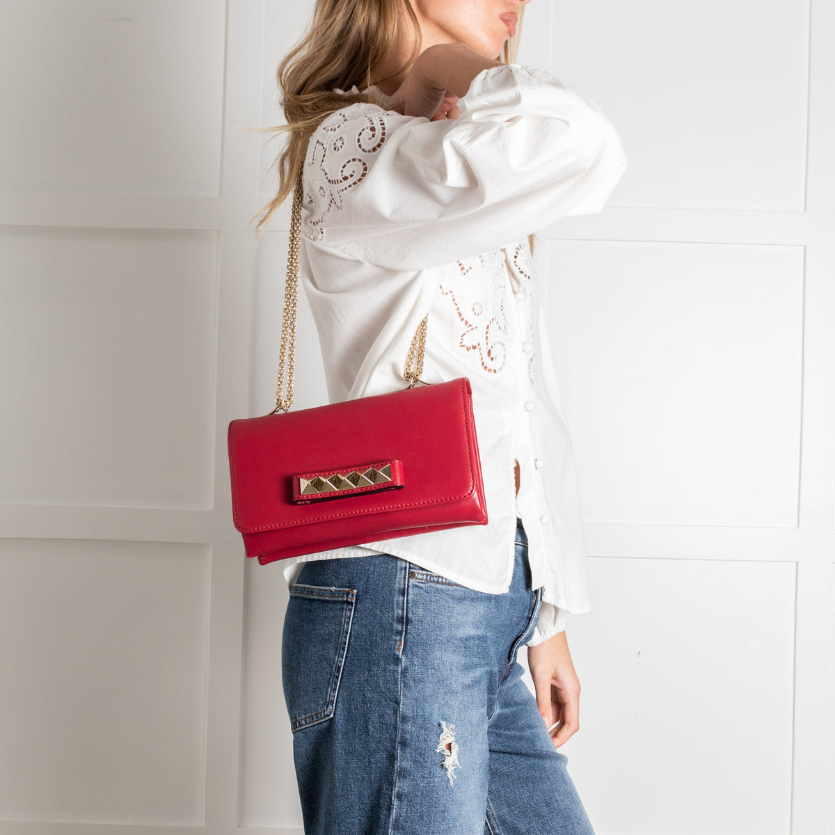 Valentino Red Leather Vavavoom Shoulder Bag