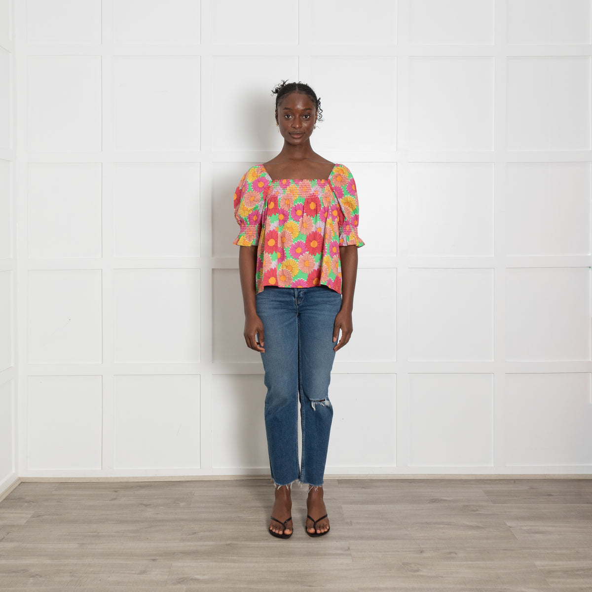 Resume Floral Shirred Puff Sleeve Top